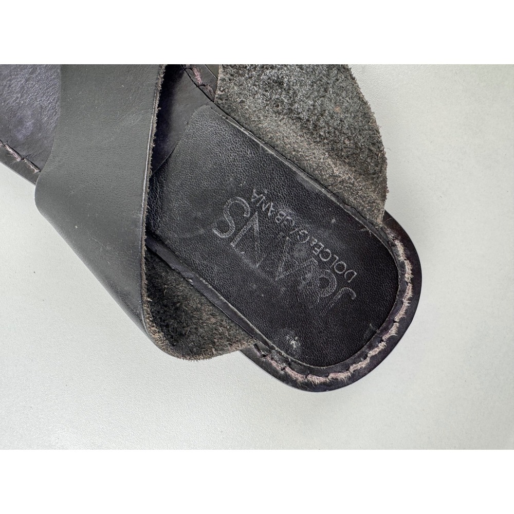 Dolce &‎ Gabbana J&S Leather Thong Sandals Slides Womens Black Slide Size 36 - Picture 4 of 7